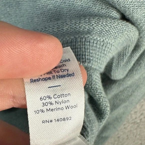 Marine Layer Merino Wool Blend Elias Sweater Polo Men Large Blue Casual Knit NEW